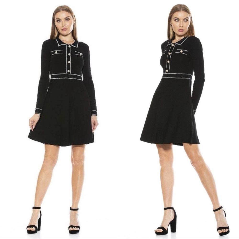 Alexia Admor Black Bianca Collared A-Line Dress
